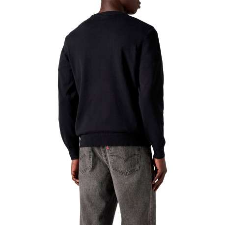 Pull en coton mélangé noir à coupe ajustée pourvu d'un col rond - Image 4