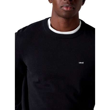 Pull en coton mélangé noir à coupe ajustée pourvu d'un col rond - Image 5