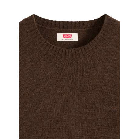 Pull en laine mélangée marron à coupe ajustée pourvu d'un col rond - Image 2