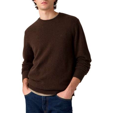 Pull en laine mélangée marron à coupe ajustée pourvu d'un col rond - Image 3