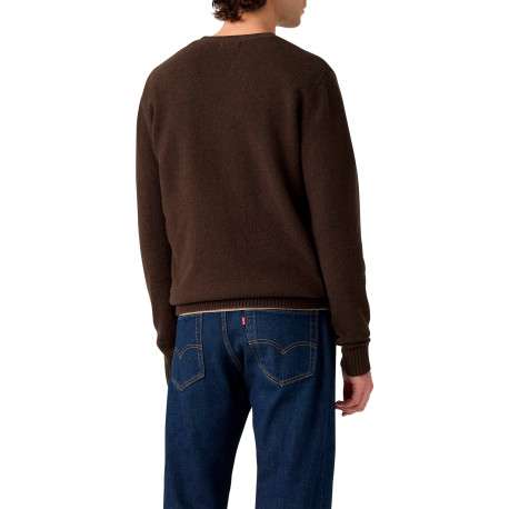 Pull en laine mélangée marron à coupe ajustée pourvu d'un col rond - Image 4