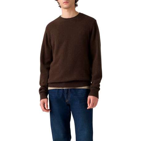 Pull en laine mélangée marron à coupe ajustée pourvu d'un col rond - Image 6
