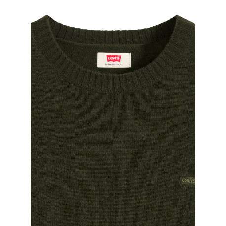 Pull en laine mélangée kaki à coupe ajustée pourvu d'un col rond - Image 2
