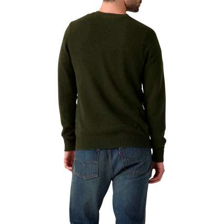 Pull en laine mélangée kaki à coupe ajustée pourvu d'un col rond - Image 4