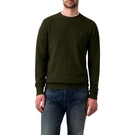 Pull en laine mélangée kaki à coupe ajustée pourvu d'un col rond - Image 6