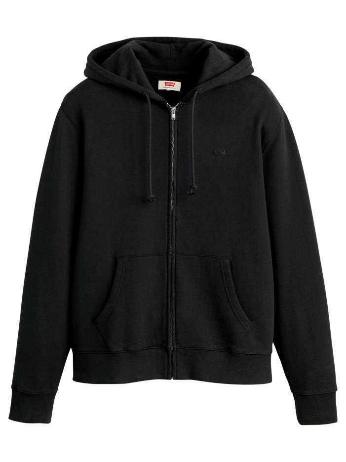 Sweat zippé en coton noir à...
