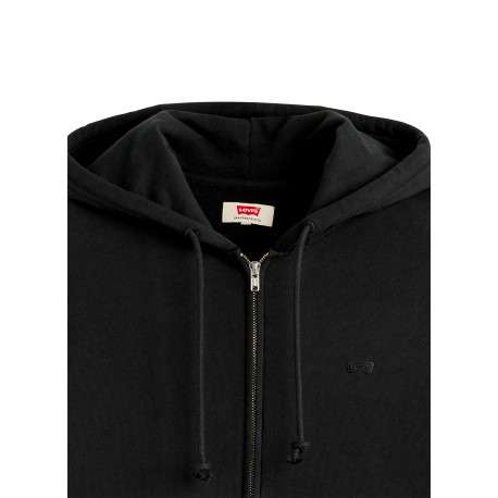 Sweat zippé en coton noir à coupe droite pourvu d'un col à capuche - Image 2