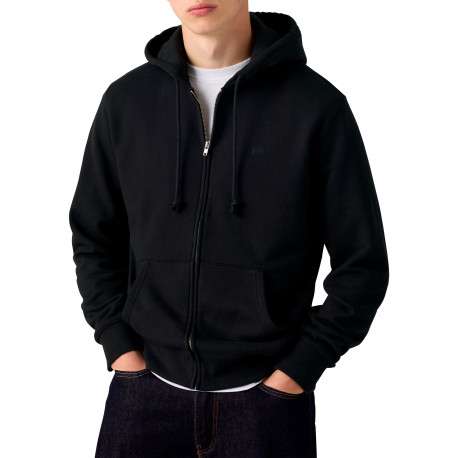 Sweat zippé en coton noir à coupe droite pourvu d'un col à capuche - Image 3