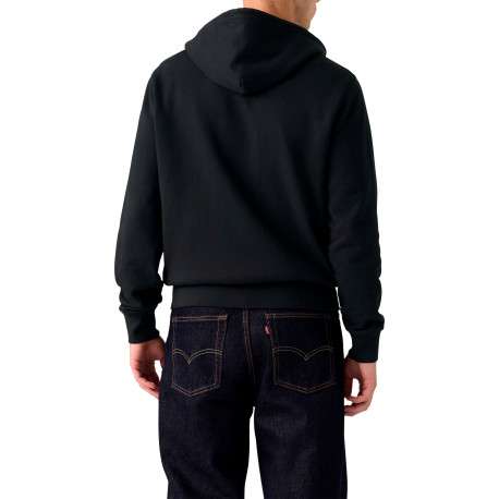 Sweat zippé en coton noir à coupe droite pourvu d'un col à capuche - Image 4