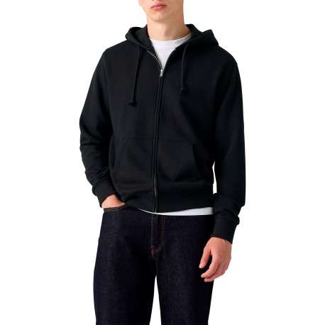 Sweat zippé en coton noir à coupe droite pourvu d'un col à capuche - Image 6