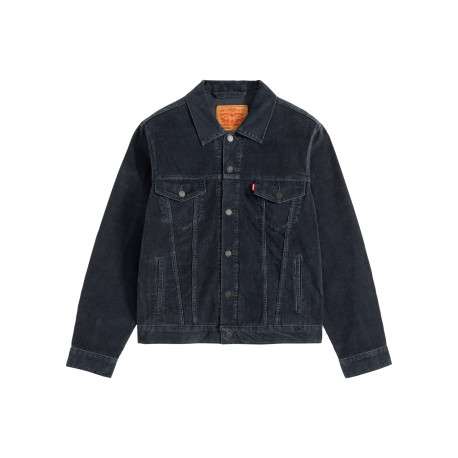 Blouson en coton anthracite à coupe ajustée pourvu d'un col à revers