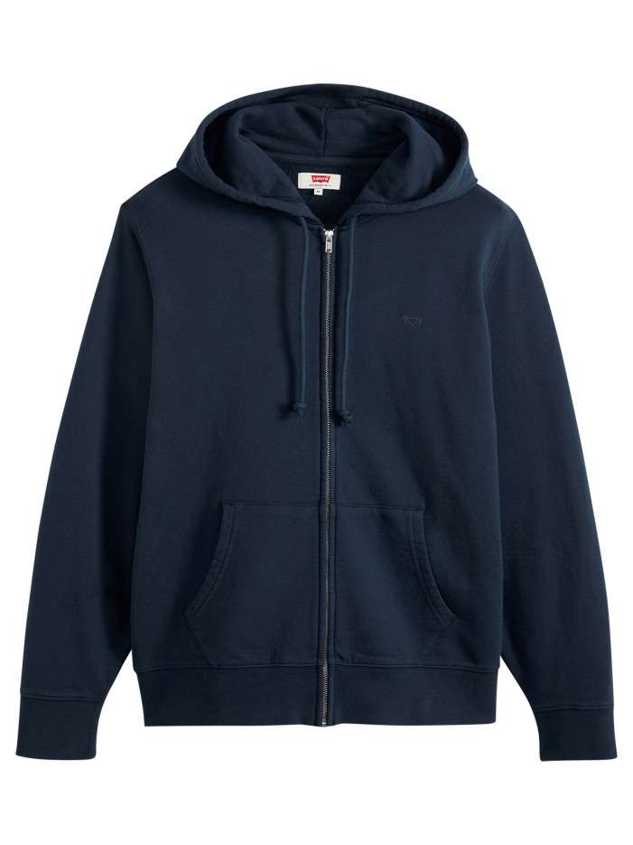 Sweat zippé en coton marine...