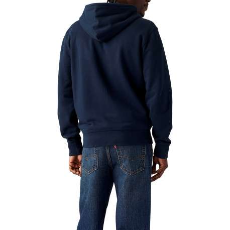 Sweat zippé en coton marine à coupe droite pourvu d'un col à capuche - Image 4