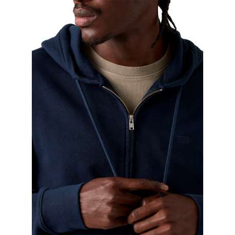 Sweat zippé en coton marine à coupe droite pourvu d'un col à capuche - Image 5