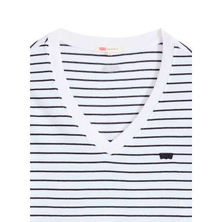 T-shirt en coton blanc à coupe droite pourvu d'un motif à rayures - Image 2