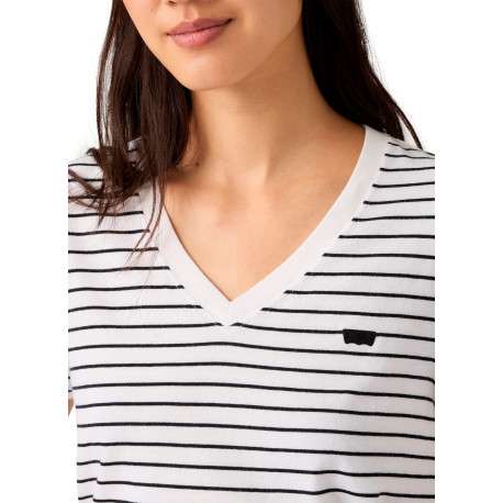 T-shirt en coton blanc à coupe droite pourvu d'un motif à rayures - Image 5