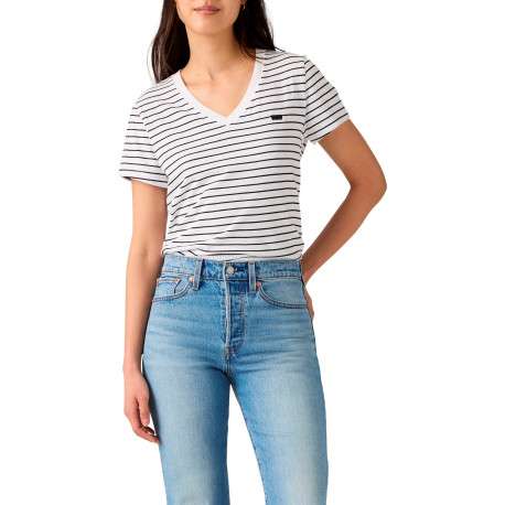 T-shirt en coton blanc à coupe droite pourvu d'un motif à rayures - Image 6