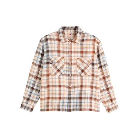 Chemise en coton multicolore à coupe droite ornée d'un motif à carreaux écossais