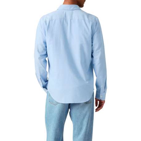 Chemise en coton ciel à coupe droite pourvue d'un col à revers - Image 2