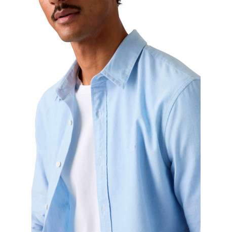 Chemise en coton ciel à coupe droite pourvue d'un col à revers - Image 3