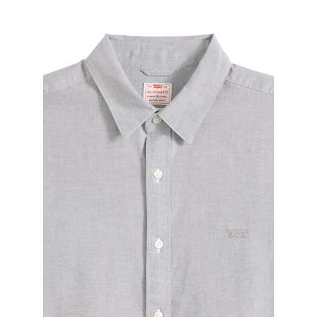 Chemise en coton gris clair à coupe droite pourvue d'un col à revers - Image 2
