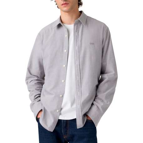Chemise en coton gris clair à coupe droite pourvue d'un col à revers - Image 3
