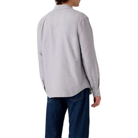 Chemise en coton gris clair à coupe droite pourvue d'un col à revers - Image 4