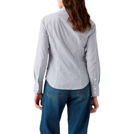 Chemise en coton blanche à rayures pourvue d'une coupe droite - Image 2