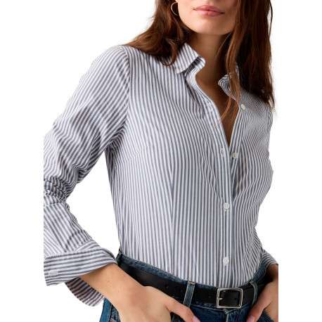 Chemise en coton blanche à rayures pourvue d'une coupe droite - Image 3
