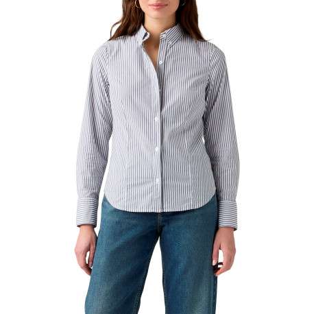 Chemise en coton blanche à rayures pourvue d'une coupe droite - Image 4