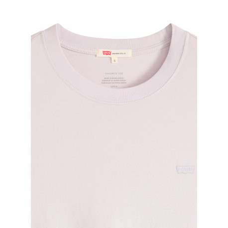 T-shirt en coton lavande à coupe droite pourvu d'un col rond côtelé - Image 2