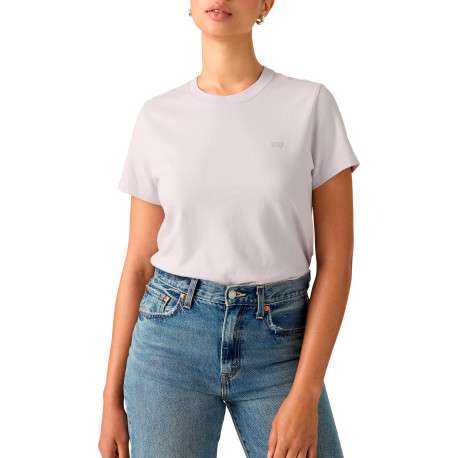 T-shirt en coton lavande à coupe droite pourvu d'un col rond côtelé - Image 6
