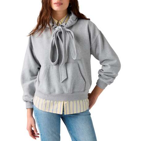 Sweat en coton mélangé gris à coupe ajustée pourvu d'un col à capuche - Image 3