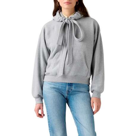 Sweat en coton mélangé gris à coupe ajustée pourvu d'un col à capuche - Image 6