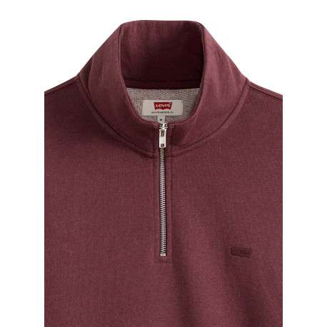 Sweat en coton bordeaux à coupe ajustée pourvu d'un col camionneur zippé - Image 2