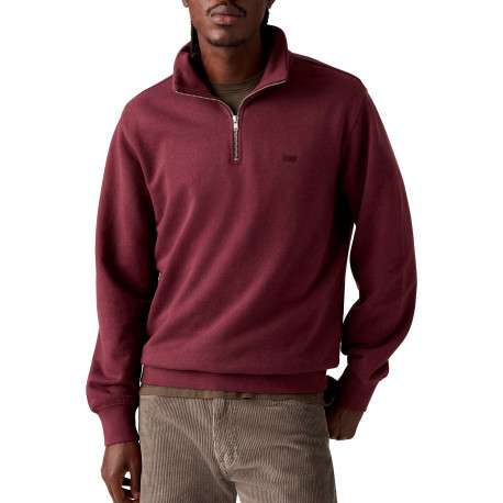 Sweat en coton bordeaux à coupe ajustée pourvu d'un col camionneur zippé - Image 3