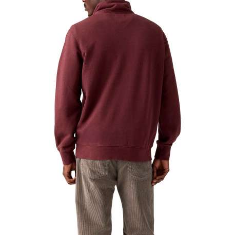 Sweat en coton bordeaux à coupe ajustée pourvu d'un col camionneur zippé - Image 4