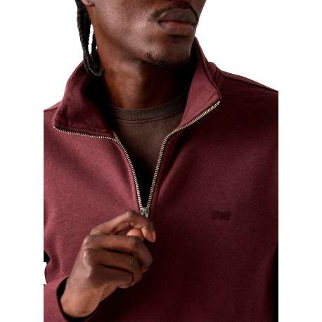 Sweat en coton bordeaux à coupe ajustée pourvu d'un col camionneur zippé - Image 5