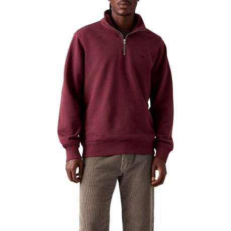 Sweat en coton bordeaux à coupe ajustée pourvu d'un col camionneur zippé - Image 6