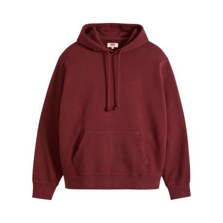Sweat bordeaux à coupe droite pourvu d'un col à capuche avec cordon de serrage