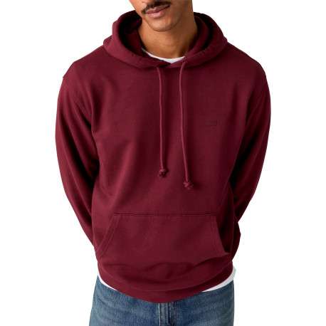 Sweat bordeaux à coupe droite pourvu d'un col à capuche avec cordon de serrage - Image 3