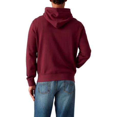Sweat bordeaux à coupe droite pourvu d'un col à capuche avec cordon de serrage - Image 4
