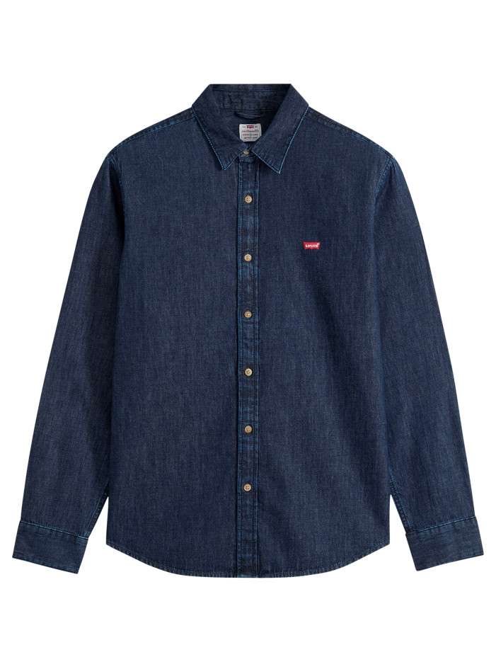 Chemise en coton indigo à...