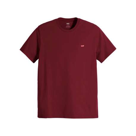 T-shirt en coton bordeaux à coupe droite pourvu d'un col rond