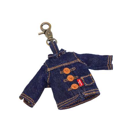 Porte-clés en coton indigo pourvu d'un design en forme de veste