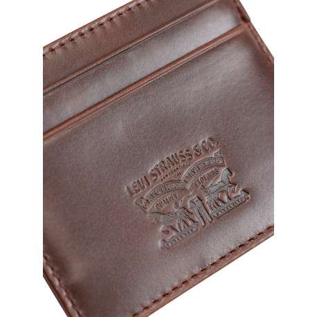 Porte-cartes brun en cuir brun véritable pourvus de multiples compartiments - Image 2