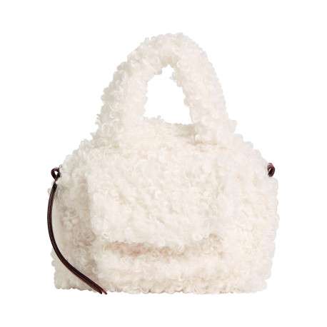 Sac à main écru pourvu de deux anses et d'une bandoulière amovible