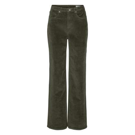 Pantalon en coton kaki uni avec une coupe bootcut muni d'un zip et d'un bouton