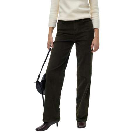 Pantalon en coton kaki uni avec une coupe bootcut muni d'un zip et d'un bouton - Image 2