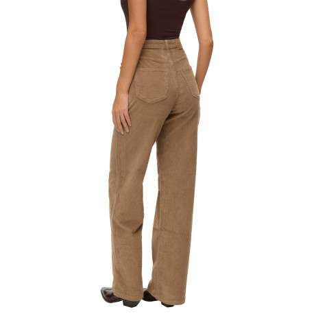 Pantalon en coton camel uni avec une coupe bootcut muni d'un zip et d'un bouton - Image 4